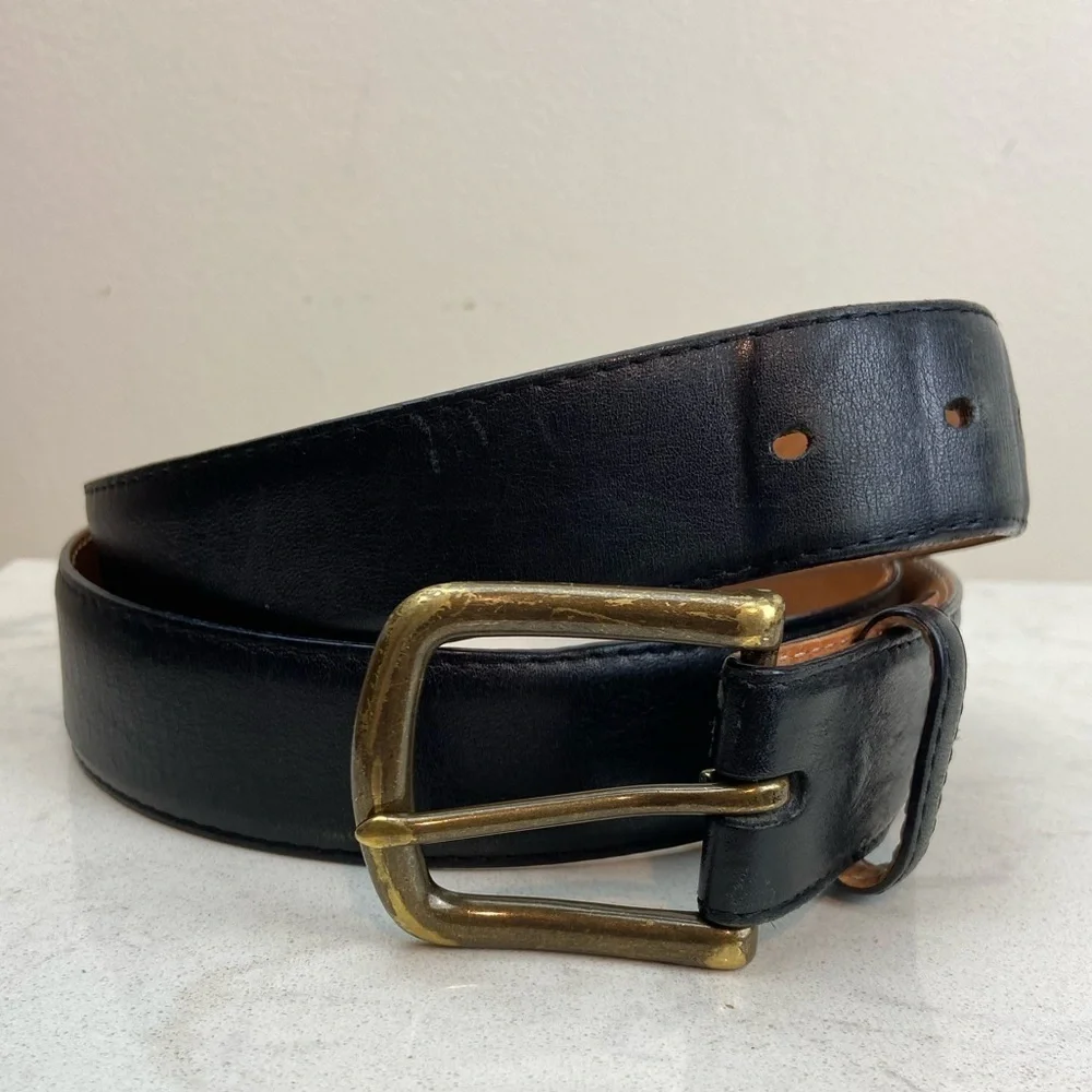 Tecovas Genuine Calfskin Leather Belt – Black w/ Brass Buckle – Size 40